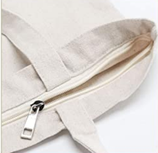 Canvas Tote Bag Zipper & 2" Base