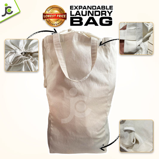 Canvas Expandable Laundry Basket Bag