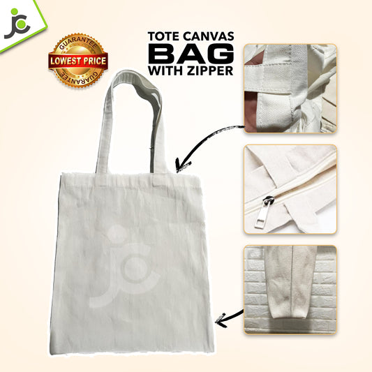 Canvas Tote Bag Zipper & 2" Base